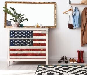 Re Design by Prima Transfer Sticker America 23x30" USA Flag Red White Blue